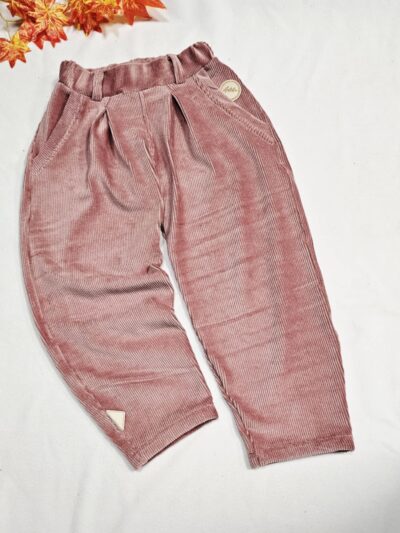 Manšestrové strečové kalhoty - starorůžové