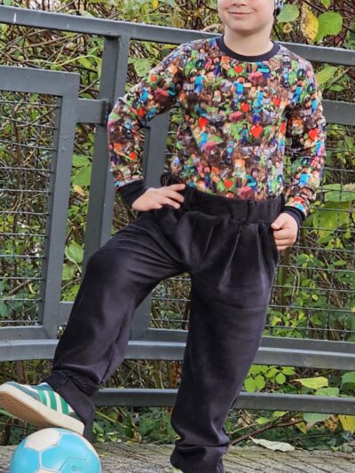 Manšestrové strečové kalhoty - černé