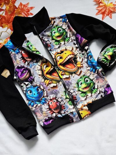 Mikina zipová se stojáčkem - dinosauři