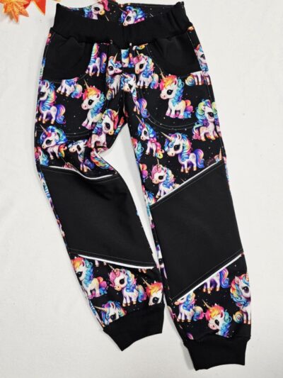 Softshellové kalhoty - duhoví jednorožci