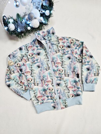 Mikina zipová se stojáčkem - lední medvídek v krajince