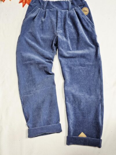 Manšestrové strečové kalhoty - modré