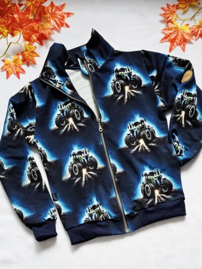 Mikina zipová se stojáčkem - monster trucks