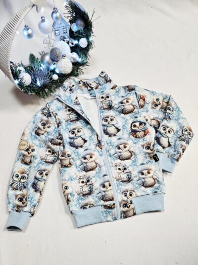 Mikina zipová se stojáčkem - sovičky