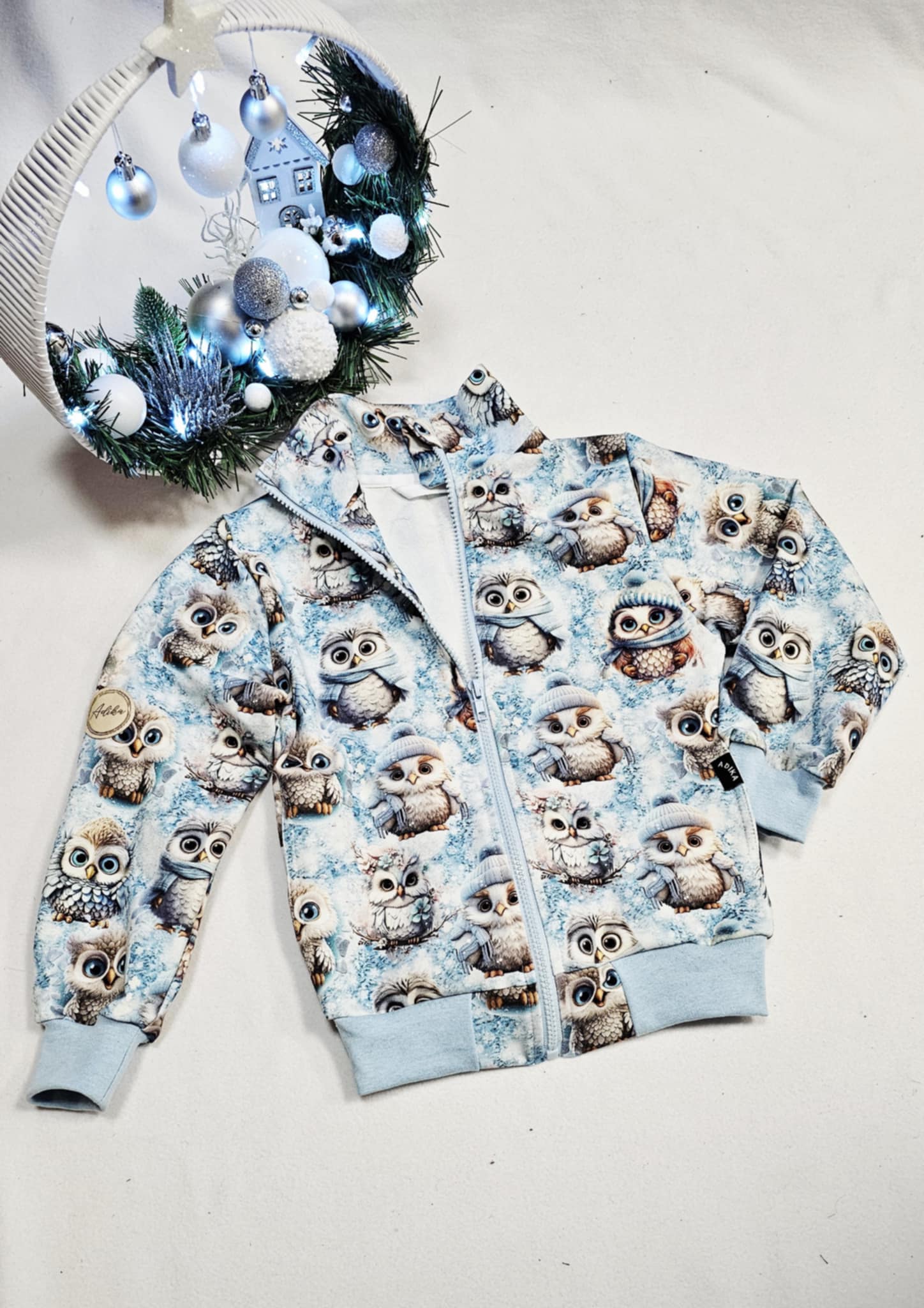 Mikina zipová se stojáčkem - sovičky