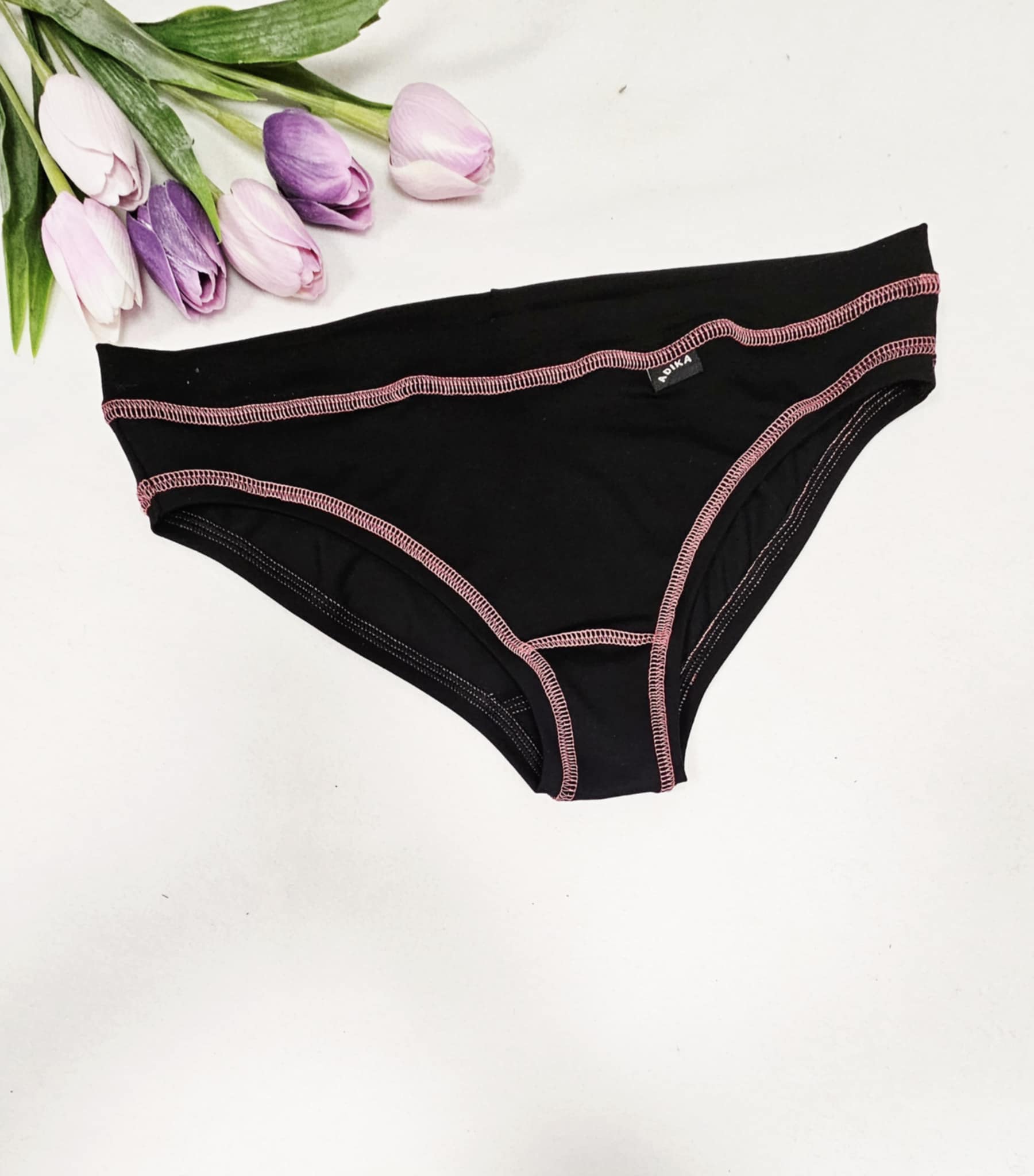 Kalhotky dámské bambusové - klasik, Černo-starorůžové