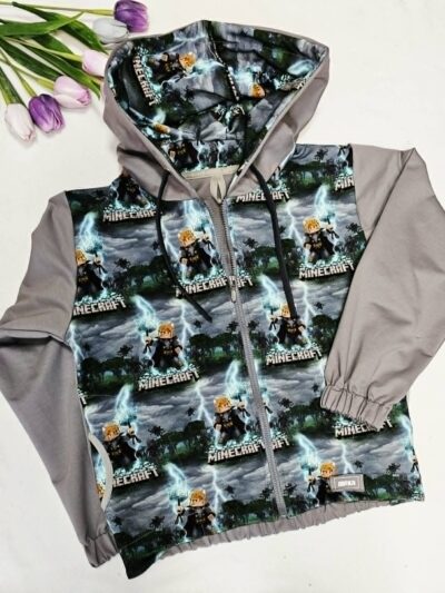 Mikina s kapucí - šedá s blesky