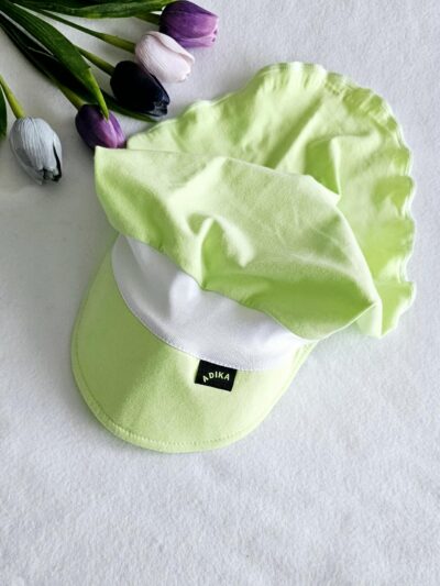 Šátek s kšiltem - jednobarevná pistáciová