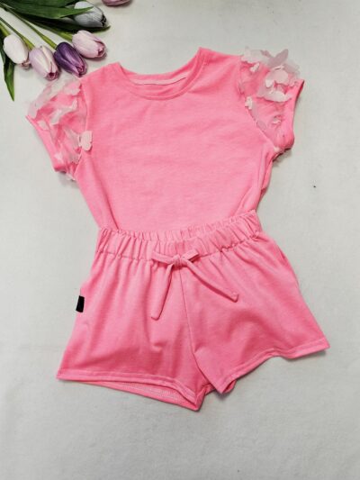 Sunset Wear - letní set pro holky, růžový neon s motýlky